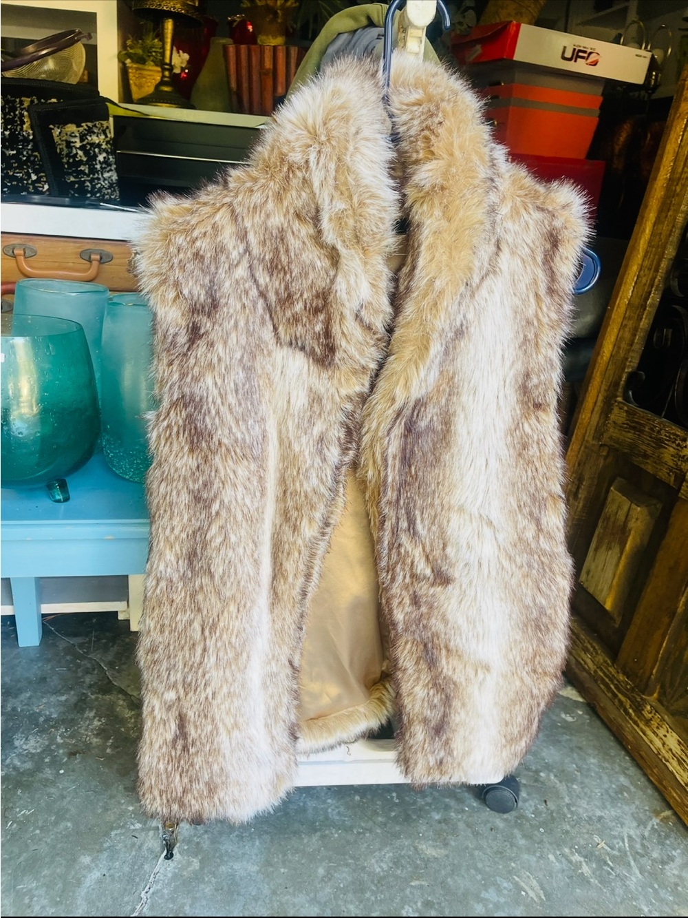 Faux Fur Vest in Light Brown - Women's Cozy Layer